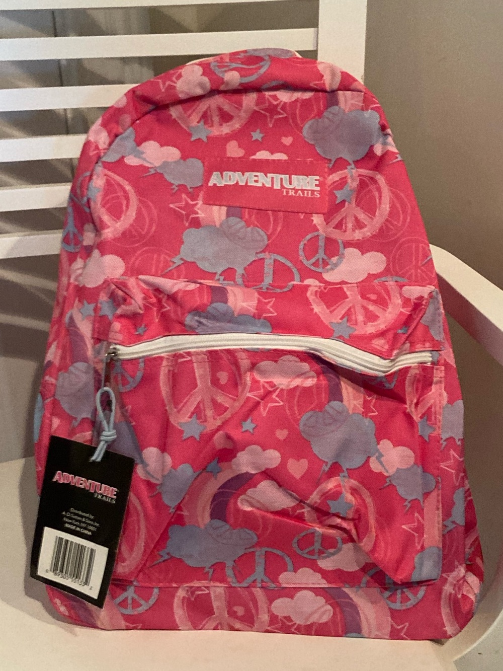 Kids Pink Peace Signs & Sky Backpack
